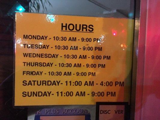 Regular business hours