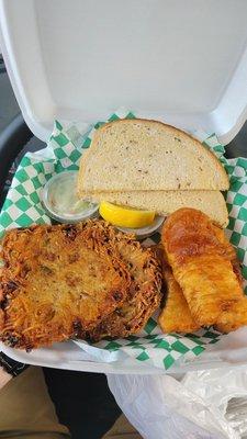 Large fish fry (3 piece) with potato pancakes