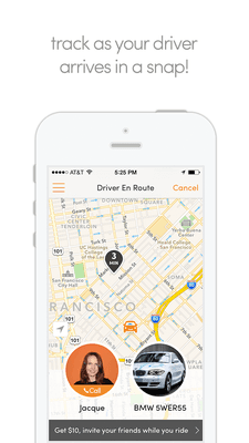 Once you are matched with a driver you can track your drivers ETA in real time as they approach.