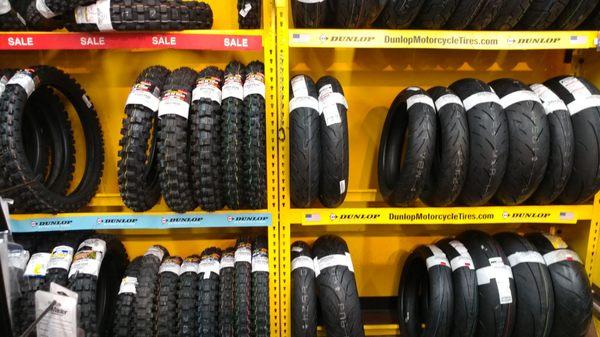 Street and dirt tires whichever one different makes models Dunlap Pirelli Michelin