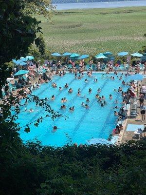 The pool from uptop the hill