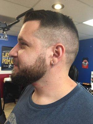 High and tight with a straight razor beard trim