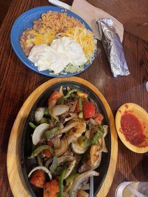 Steak and shrimp fajita