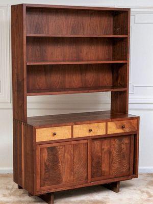 Unique, custom designed cabinet/bookcase by George Nakashima, 1985