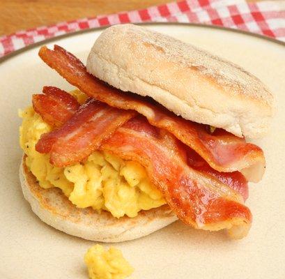 Breakfast specials...English Muffin with egg, ham, bacon or sausage  $4.25