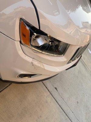 Damage from tire before taking it to certified collision center