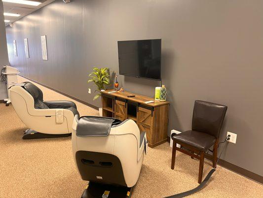 This is our massage chair area where you can relax and watch TV!