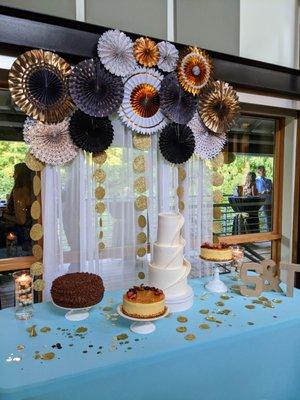 Private event at the North Carolina Botanical Garden. Inside. Cakes.