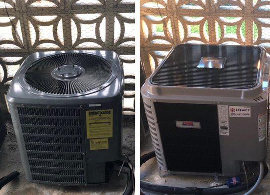 Before (Left) After (Right)    Heil H series Mainline.               16 SEER System w/ 10 Year No- Hassle Warranty