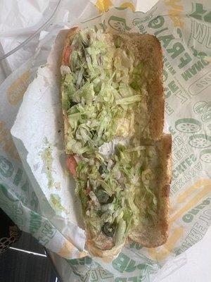 This photo was supposed to be a oven roasted turkey sub, the lettuce was so old