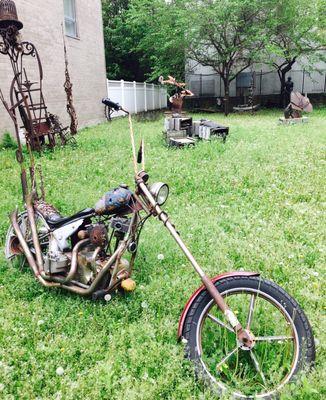 Motorcycle sculpture.