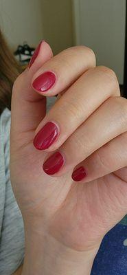 Nail color is Burgundy Mist