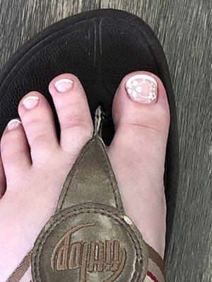 Close-up to show pedi floral detail done by Jennifer