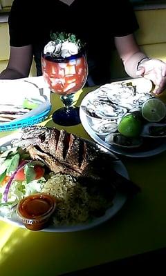 Mojarra frita, campechana and oysters!!