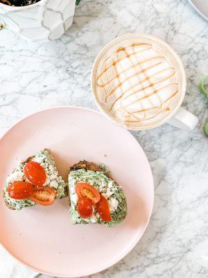 Smashed avocado toast and cappuccino. Be still my Millennial heart.