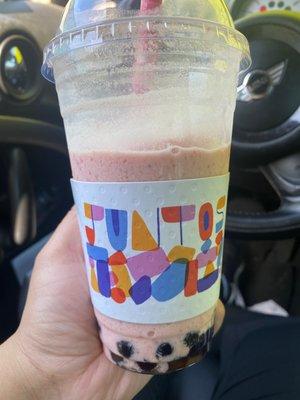 Strawberry Banana Smoothie with boba