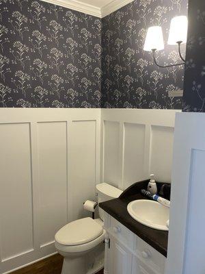 A recent lovely powder room install by Joe