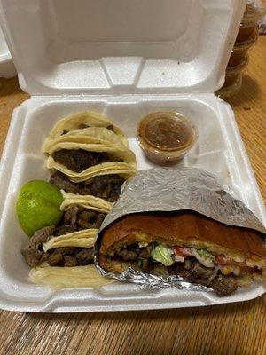 Carne Asada Street Tacos and Torta