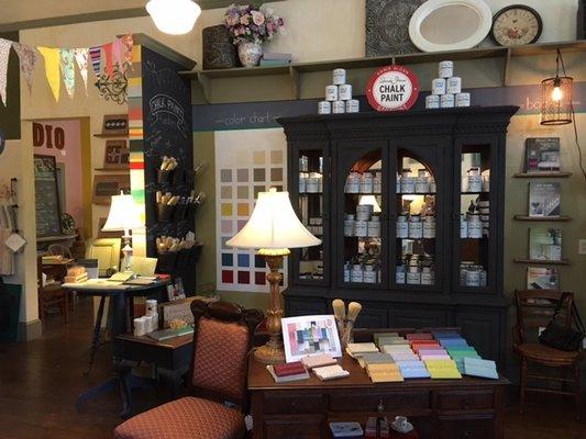 We are an Annie Sloan Stockist.  This is our Chalk Paint® area in the store...a great place for inspiration!