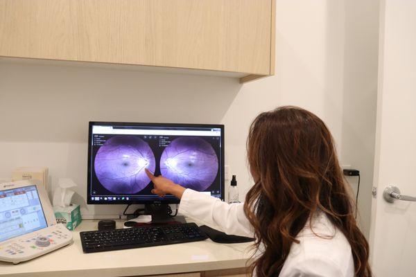 Doctor using Eye machine