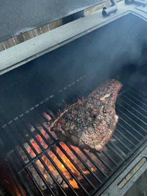 Here's the tri-tip on the grill. My mouth was watering at this point.