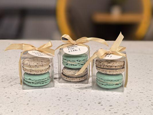 Macaron Favors for Anniversary May 11th. 1st 50 guests will receive a free favor box of macarons.