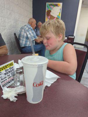 Grandson enjoying strawberry!