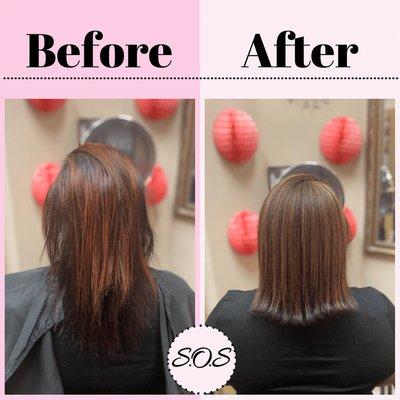 Partial highlight with haircut and style