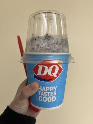 Mint oreo blizzard with brownie chunks