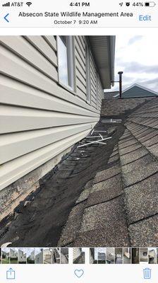 Roof valley beyond repair. Will slow water intrusion causing interior damage and structural decay.