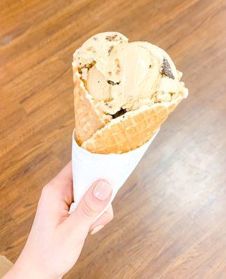 Cappuccino Chocolate Chip Ice Cream in a Waffle Cone