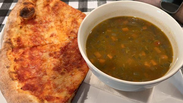 Lunch special...pizza slice with cup of soup