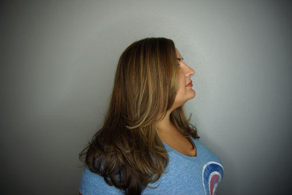 Soft face framing balayage