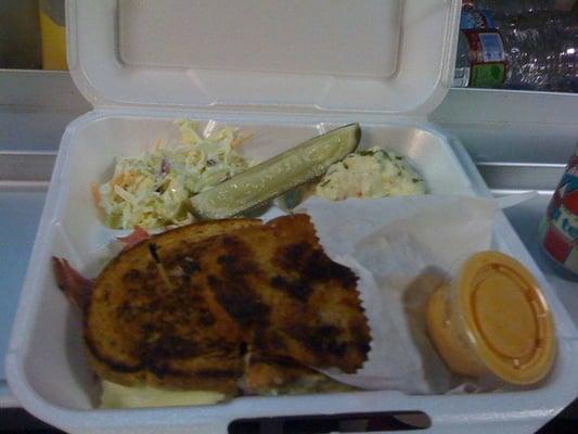 Reuben combo with latke and side of Russian dressing. $6