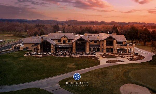 Sunset at the new clubhouse of Columbine Country Club