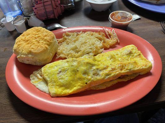 There was no stopping me from eating that delicious biscuit!  The omelette was very filling.