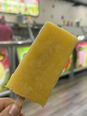 Real pineapple popsicle made in house loaded with real fruit minimal sugar, just like their Mexican aguas frescas!