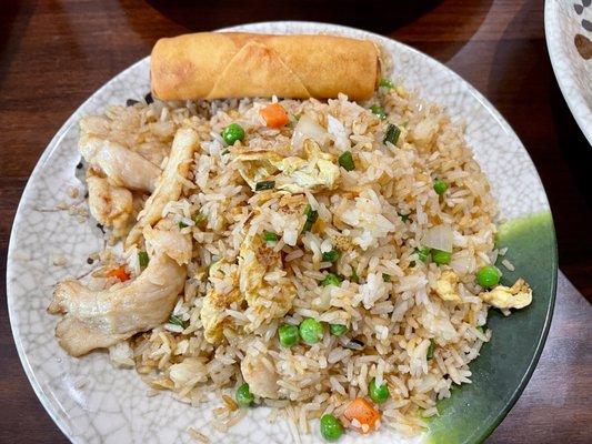 Kids chicken fried rice. Comes with an egg roll or spring roll.