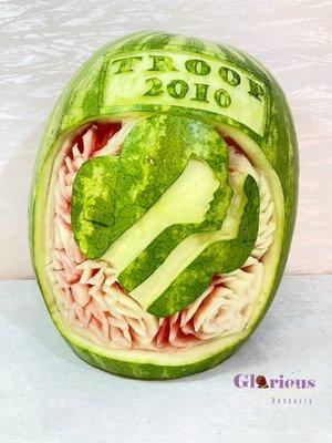 Custom carved watermelon for a girls scout