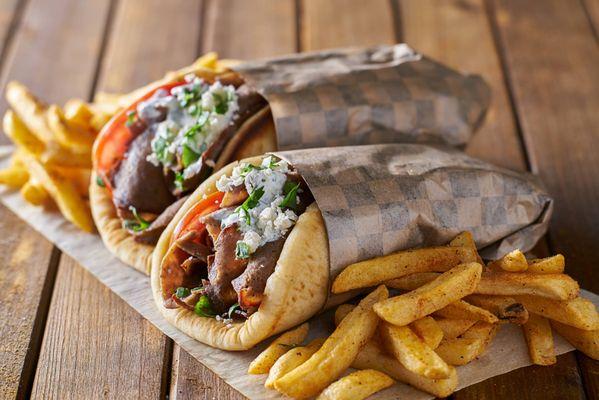 SUYA BEEF, LAMB or CHICKEN GYRO WITH YUCA FRIES