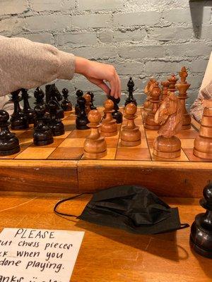 Cool wooden chessboard.