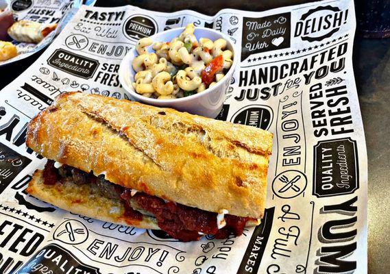 Meatball Sub and Pasta Salad