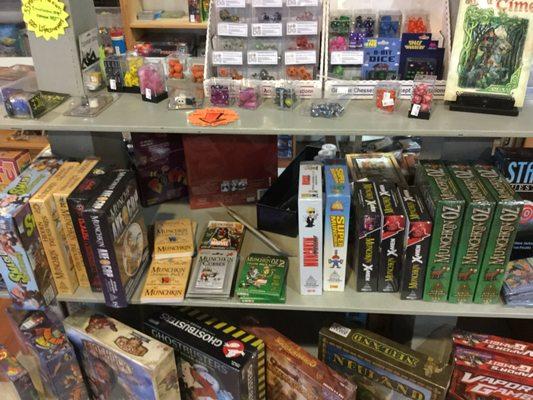 Tons O' Dice, and Munchkin and other Board Games.