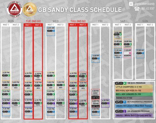 New Schedule as of 9/25/24!