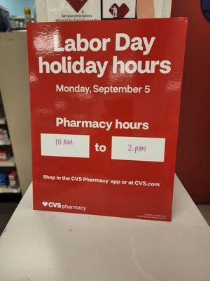 Labor Day Pharmacy hours