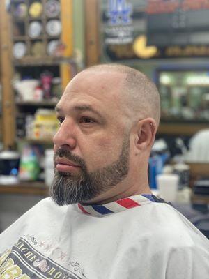 0-fade with a beard trim