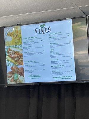 Menu above cashier