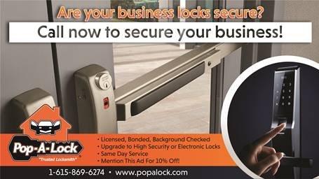 Call Pop-A-Lock Locksmith Nashville to secure your business today.