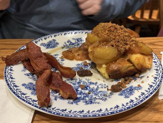 Seasonal special:  fried apple cheesecake stuffed toast with bacon