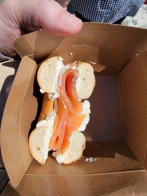 Closed smoked salmon bagel.  They don't skimp on the salmon!  Yum!!!